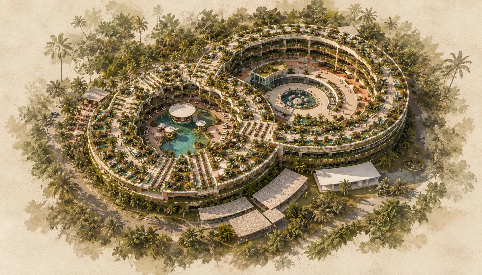 Vista aérea del masterplan de ANEI